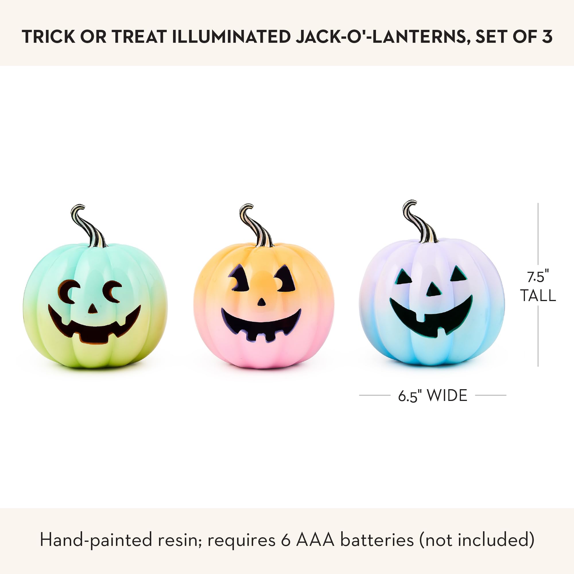 Amazon.com: MACKENZIE-CHILDS Set of 3 Illuminated Resin Jack-O
